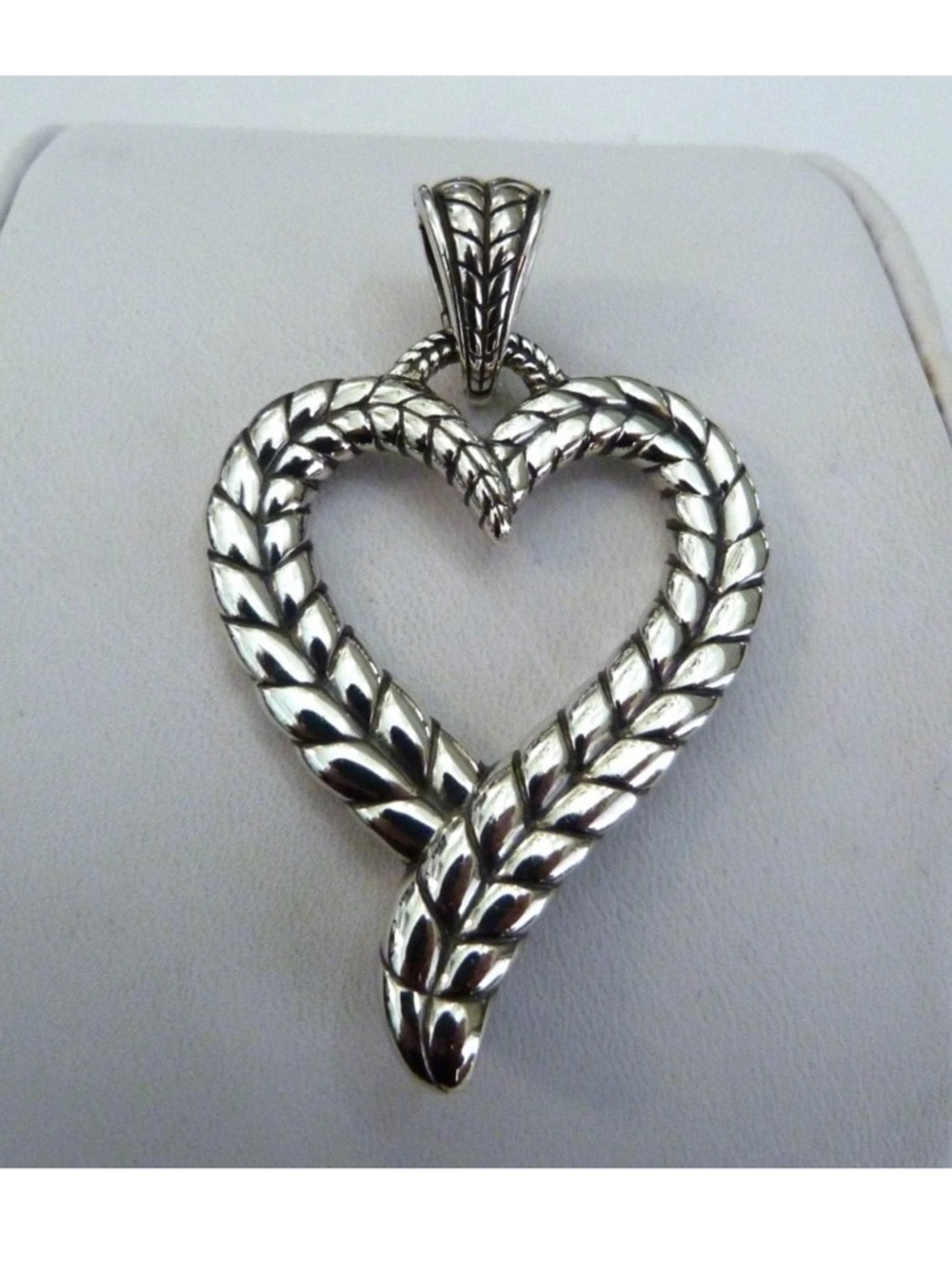 John Hardy Jai HUGE Sterling Silver
Braided Open Heart Enhancer Pendant